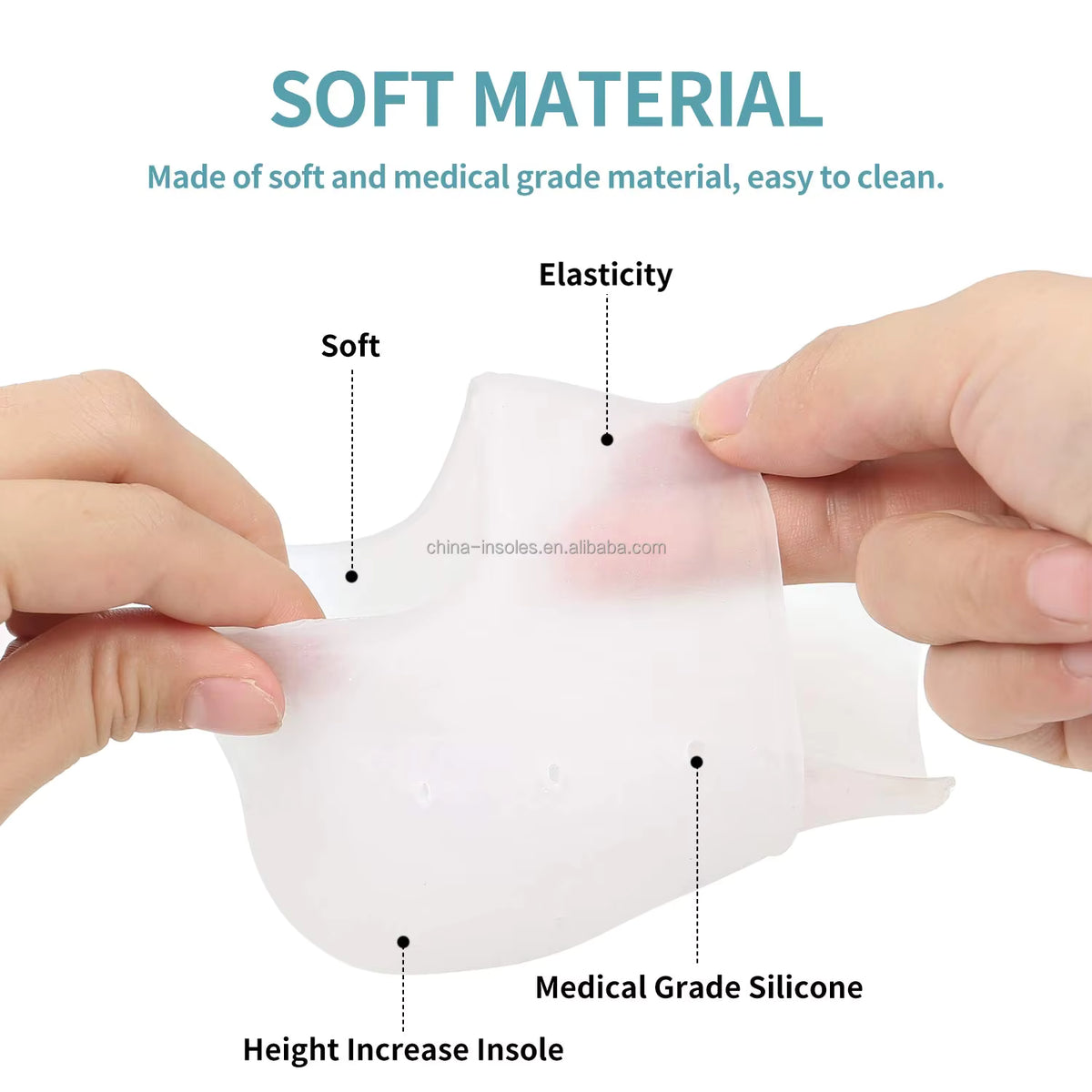 2-Pair 2–5CM Height Increase Silicone Heel Cushion Insoles for Men & Women