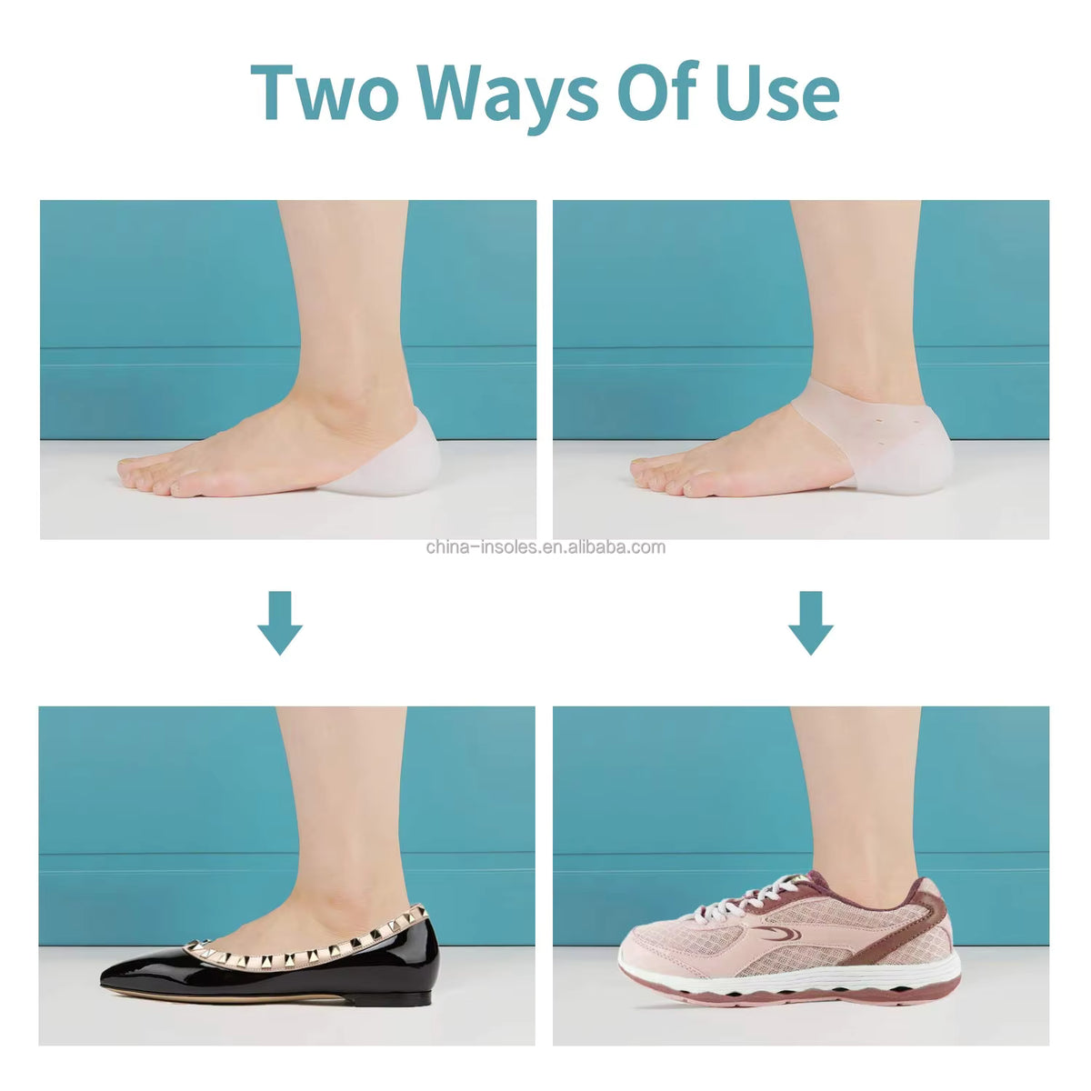 2-Pair 2–5CM Height Increase Silicone Heel Cushion Insoles for Men & Women
